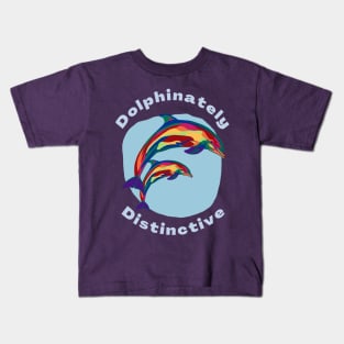 Dolphinately Distinctive Rainbow Dolphins Kids T-Shirt